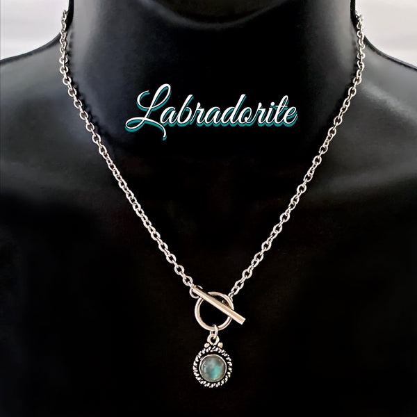 Labradorite Energy Healing Crystal Reiki Toggle Gemstone Necklace - Spiritual Diva Jewelry