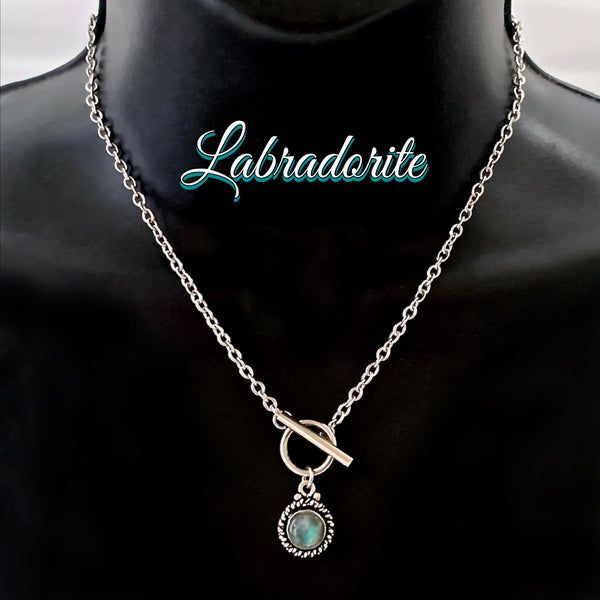 Labradorite Energy Healing Crystal Reiki Toggle Gemstone Necklace - Spiritual Diva Jewelry 