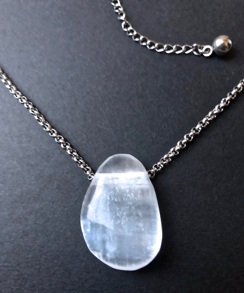 Selenite Energy Healing Crystal Reiki Gemstone Choker Necklace Pendant - Spiritual Diva Jewelry