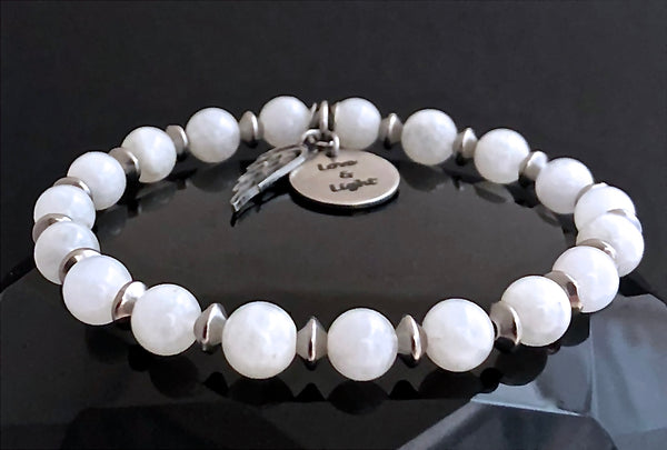 Rainbow Moonstone Energy Healing Crystal Reiki Gemstone Angel Bracelet - Spiritual Diva Jewelry