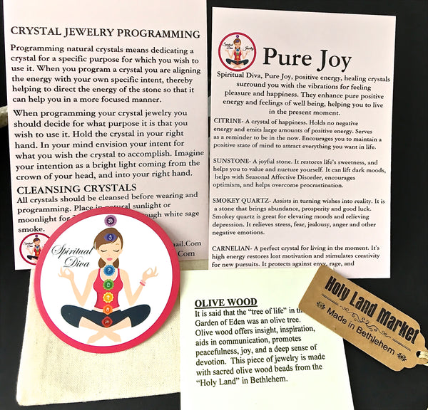POSITIVE ENERGY Healing Crystal Reiki Olive Wood Copper Charm Bracelet - Spiritual Diva Jewelry