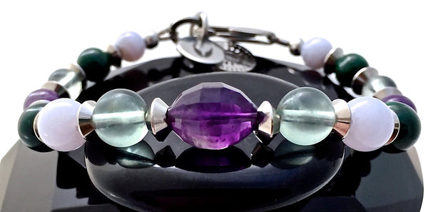 Stress Anxiety Relief Healing Crystal Reiki Gemstone Angel Clasp Bracelet - Spiritual Diva Jewelry