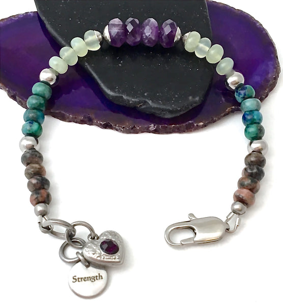 STRENGTH Grief Depression Healing Crystal Reiki Gemstone Bracelet - Spiritual Diva Jewelry