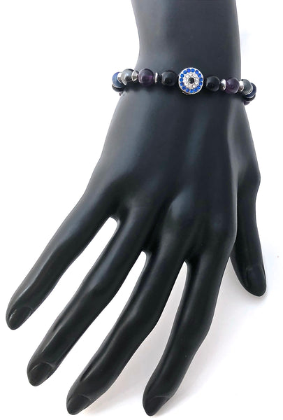 PROTECTION Hamsa Hand Evil Eye Healing Crystal Reiki Gemstone Bracelet - Spiritual Diva Jewelry