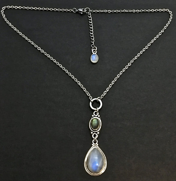 Moonstone Labradorite Healing Crystal Reiki Choker Gemstone Necklace - Spiritual Diva Jewelry