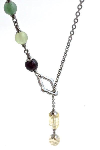PROSPERITY ABUNDANCE Reiki Healing Crystal Gemstone Lariat Y Necklace - Spiritual Diva Jewelry