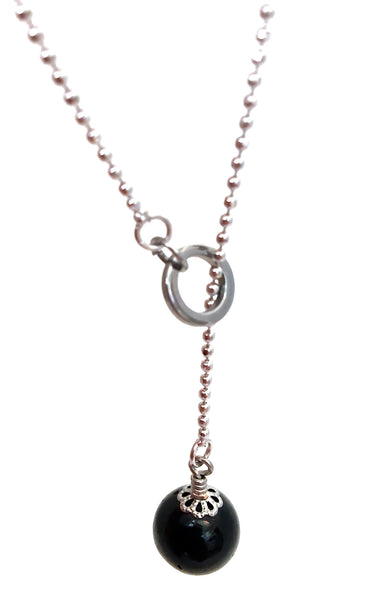 Black Tourmaline Healing Crystal Reiki Lariat Gemstone Y Necklace - Spiritual Diva Jewelry