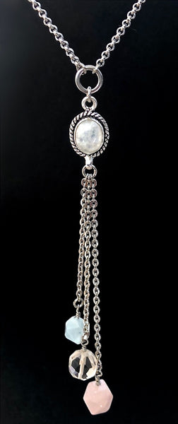 New Mother Healing Crystal Reiki Gemstone Moonstone Tassel Necklace - Spiritual Diva Jewelry