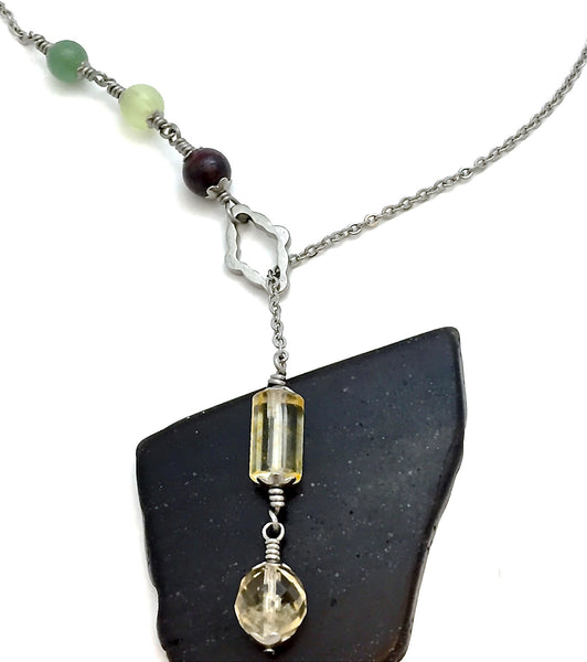 PROSPERITY ABUNDANCE Reiki Healing Crystal Gemstone Lariat Y Necklace - Spiritual Diva Jewelry