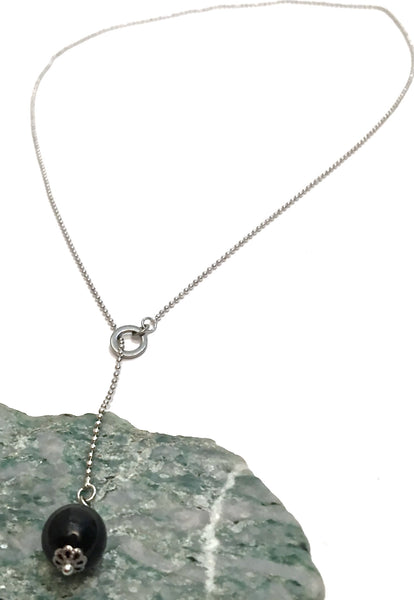 Black Tourmaline Healing Crystal Reiki Lariat Gemstone Y Necklace - Spiritual Diva Jewelry