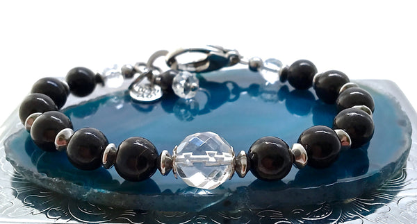 Shungite Clear Quartz Energy Healing Crystal Reiki Gemstone Bracelet - Spiritual Diva Jewelry