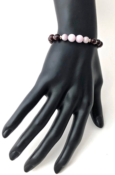 Pink Kunzite Garnet Rose Gold Healing Crystal Reiki Angel Bracelet - Spiritual Diva Jewelry