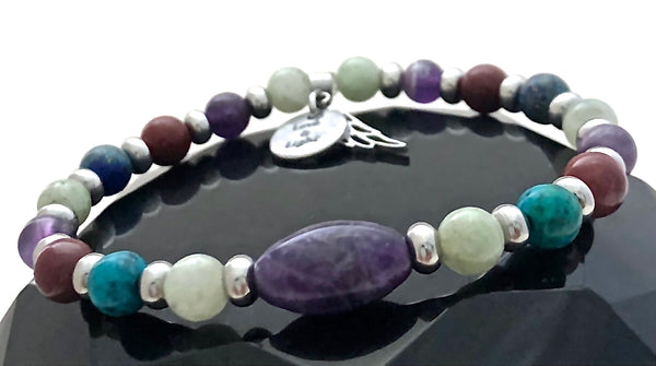 STRENGTH Grief depression Healing Crystal Reiki Angel Stretch Bracelet - Spiritual Diva Jewelry