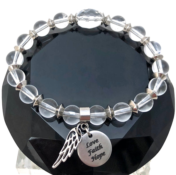 Clear Quartz Energy Healing Crystal Reiki Gemstone Angel Hope Bracelet - Spiritual Diva Jewelry