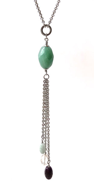 PROSPERITY ABUNDANCE Reiki Healing Crystal Gemstone Tassel Necklace - Spiritual Diva Jewelry