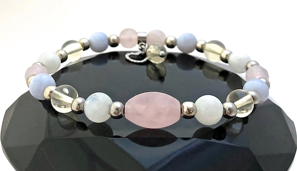New Mother Baby Energy Healing Crystal Reiki Gemstone Charm Bracelet - Spiritual Diva Jewelry