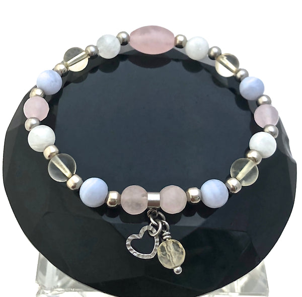 New Mother Baby Energy Healing Crystal Reiki Gemstone Charm Bracelet - Spiritual Diva Jewelry