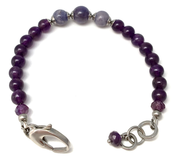 Amethyst Tanzanite Healing Crystal Gemstone Adjustable Reiki Bracelet - Spiritual Diva Jewelry