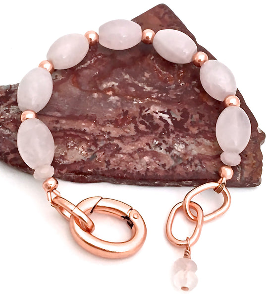 Rose Quartz Love Energy Healing Crystal Copper Reiki Clasp Bracelet - Spiritual Diva Jewelry
