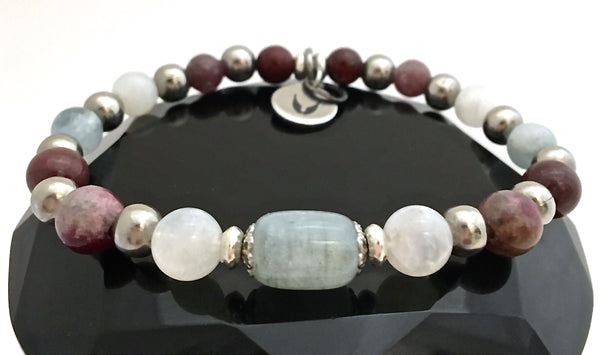 Inner Beauty Healing Crystal Reiki Moonstone Aquamarine Angel Bracelet - Spiritual Diva Jewelry