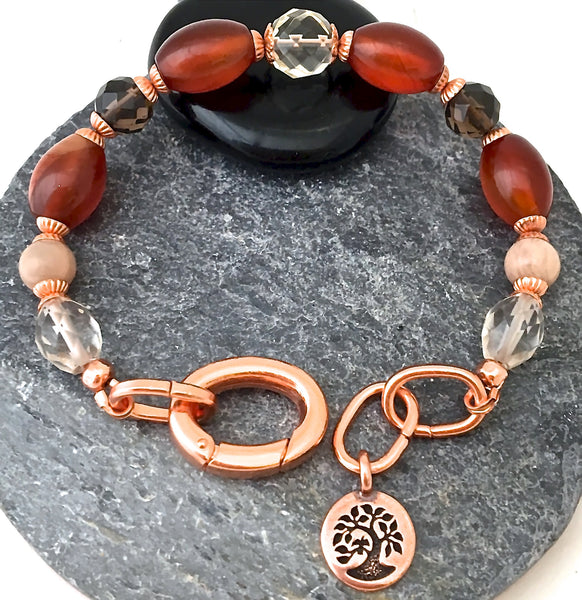 Pure Joy Positive Energy Healing Crystal Copper Reiki Charm Bracelet - Spiritual Diva Jewelry