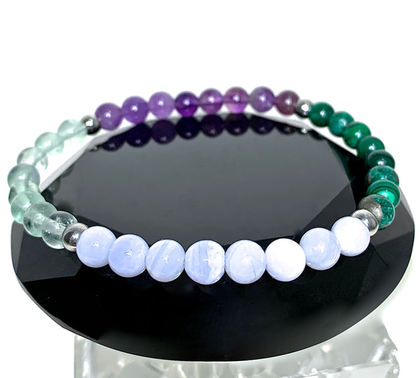 Stress Anxiety Mens Unisex Reiki Crystal Gemstone Energy Bracelet- Spiritual Diva