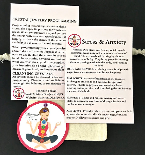 Stress Anxiety Mens Unisex Reiki Crystal Gemstone Energy Bracelet description - Spiritual Diva
