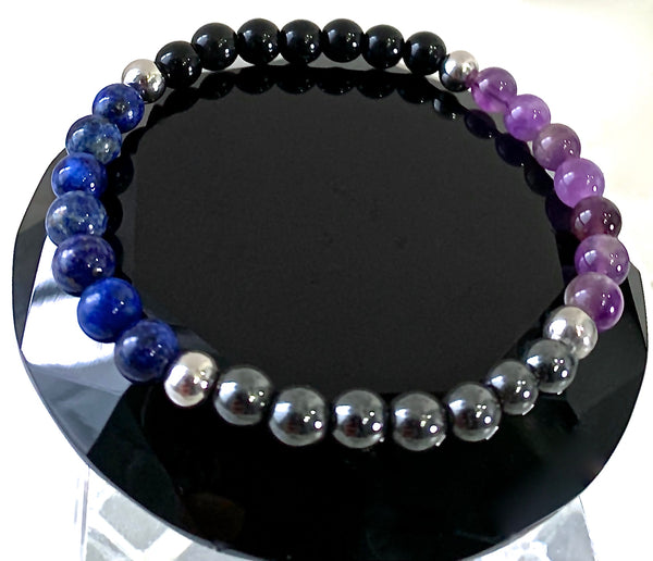 PROTECTION  Mens Unisex Genuine Crystal Gemstone Energy Bracelet - Spiritual Diva