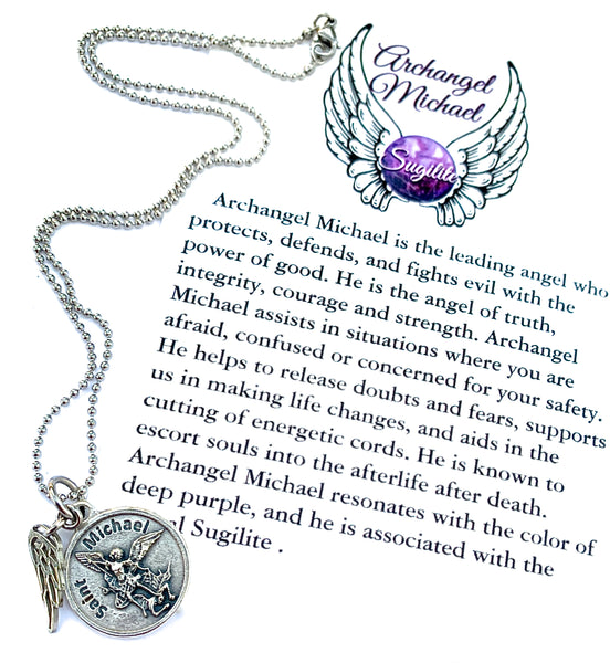 Archangel St Michael Stainless Steel Spiritual Charm Necklace description