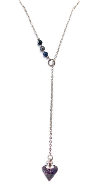 PROTECTION Reiki Energy Crystal Gemstone Lariat Pendulum Necklace - Spiritual Diva