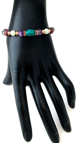 STRENGTH Grief Depression Gift Healing Crystal Copper Reiki Bracelet - Spiritual Diva Jewelry