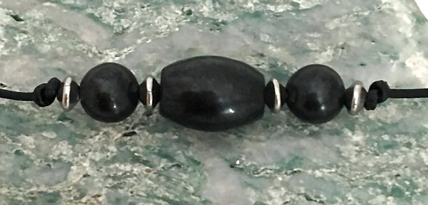 Shungite Energy Healing Crystal Reiki Leather Choker Necklace Pendant - Spiritual Diva Jewelry