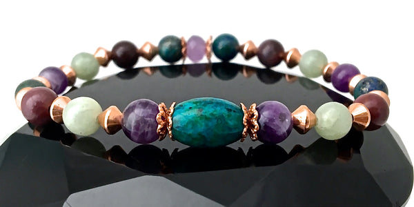 STRENGTH Grief Depression Gift Healing Crystal Copper Reiki Bracelet - Spiritual Diva Jewelry