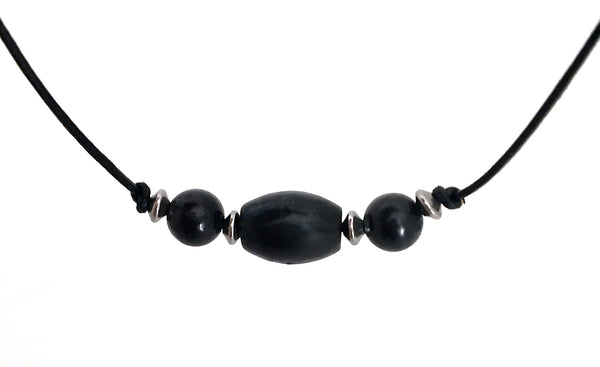Shungite Energy Healing Crystal Reiki Leather Choker Necklace Pendant - Spiritual Diva Jewelry