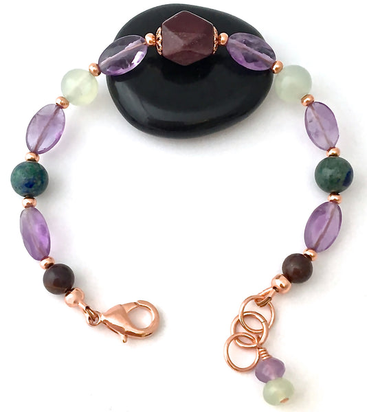 Strength Grief Depression Healing Crystal Copper Reiki Clasp Bracelet - Spiritual Diva Jewelry