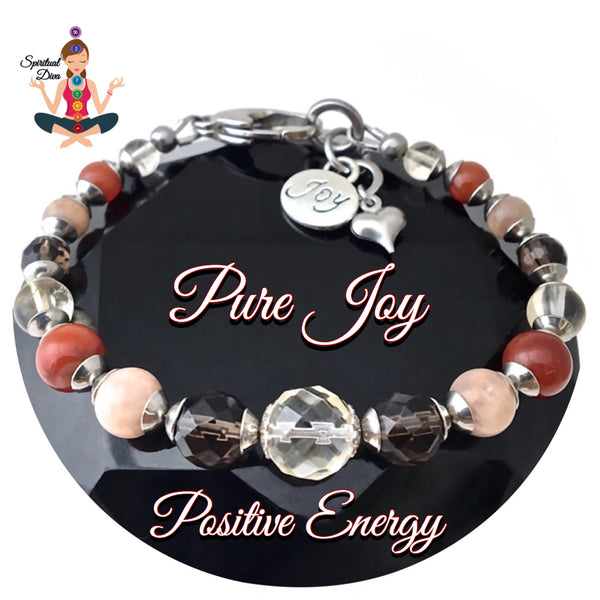 PURE JOY Positive Energy Healing Crystal Reiki Gemstone Clasp Bracelet - Spiritual Diva Jewelry