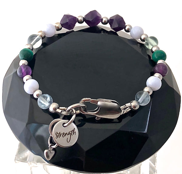 Stress Anxiety Relief Healing Crystal Reiki Gemstone Strength Bracelet - Spiritual Diva Jewelry