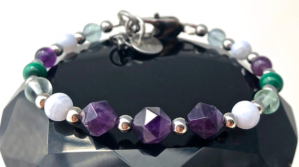 Stress Anxiety Relief Healing Crystal Reiki Gemstone Strength Bracelet - Spiritual Diva Jewelry