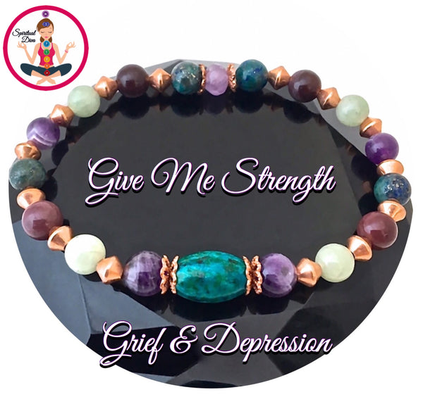 STRENGTH Grief Depression Gift Healing Crystal Copper Reiki Bracelet - Spiritual Diva Jewelry