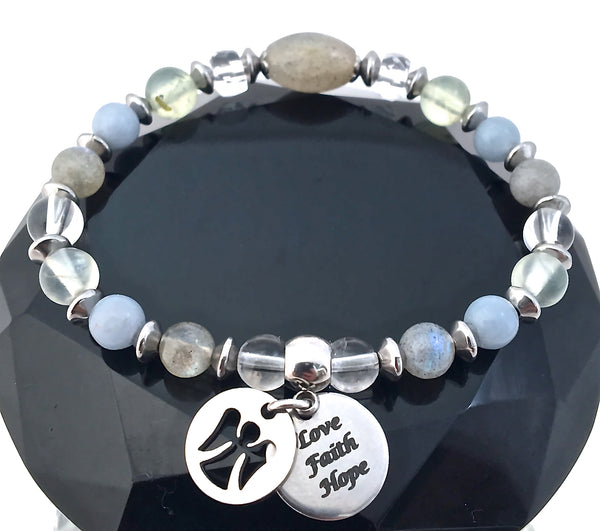 Guardian Angel Energy Healing Crystal Reiki Gemstone Charm Bracelet - Spiritual Diva Jewelry