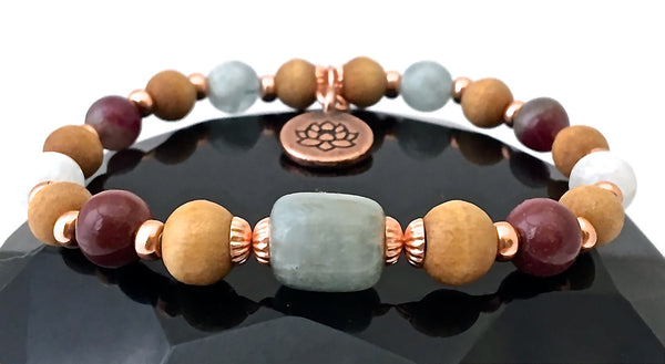 Inner Beauty Healing Crystal Reiki Olive Wood Copper Gemstone Bracelet - Spiritual Diva Jewelry