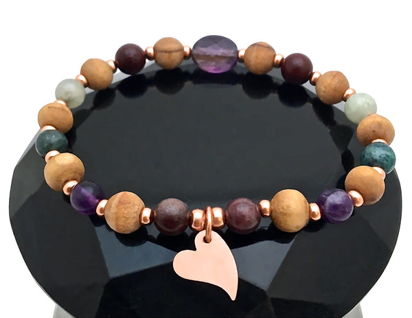 STRENGTH Grief Depression Healing Crystal Reiki Olive Wood Bracelet - Spiritual Diva Jewelry