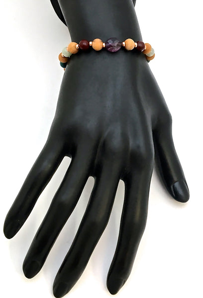 STRENGTH Grief Depression Healing Crystal Reiki Olive Wood Bracelet - Spiritual Diva Jewelry