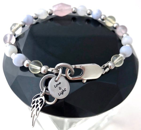 New Mother Baby Reiki Energy Healing Crystal Gemstone Angel Bracelet - Spiritual Diva Jewelry