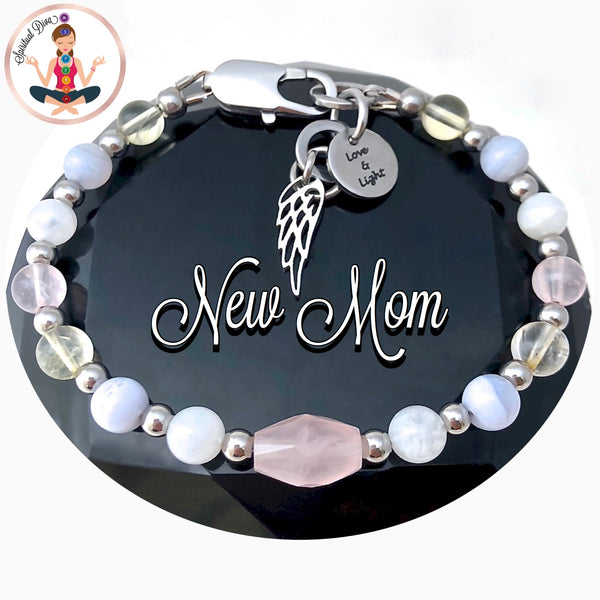 New Mother Baby Reiki Energy Healing Crystal Gemstone Angel Bracelet - Spiritual Diva Jewelry