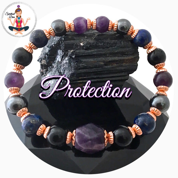 PROTECTION Energy Healing Crystal Copper Reiki Bracelet Tourmaline - Spiritual Diva Jewelry