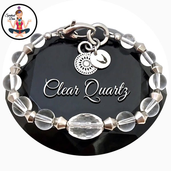 Clear Quartz Healing Crystal Reiki Angel Adjustable Gemstone Bracelet - Spiritual Diva Jewelry