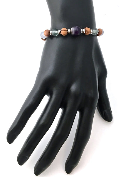 Stress Anxiety Relief Healing Crystal Reiki Olive Wood Angel Bracelet - Spiritual Diva Jewelry