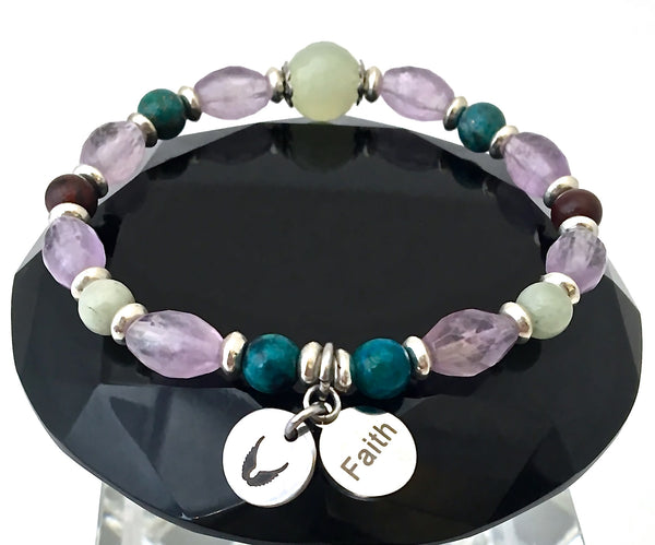 STRENGTH Grief Depression Healing Crystal Reiki Angel Stretch Bracelet - Spiritual Diva Jewelry