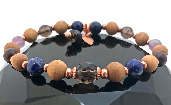 Cancer Immune System Healing Crystal Reiki Olive Wood Copper Bracelet - Spiritual Diva Jewelry